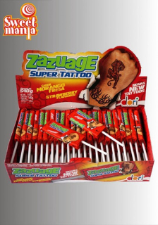 Lízátko ZAZUAGE s tetováním 10 g JAHODA - balení 50 ks (1 ks = 3 Kč)